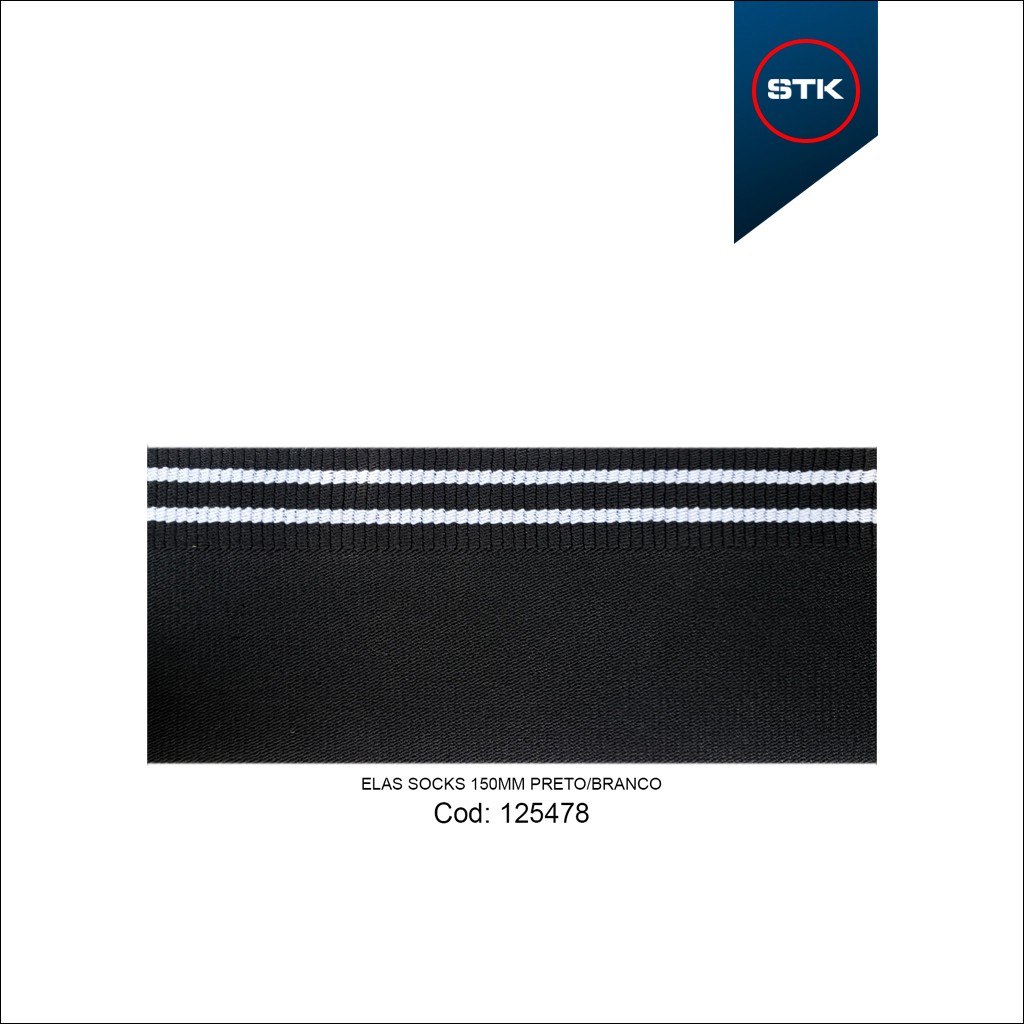 ELÁSTICO STK 52 SOCKS 150MM  PRETO / BRANCO